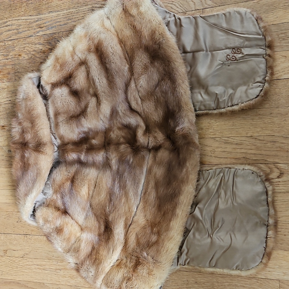 Vintage real mink shawl wrap with pockets S/M/L - Picture 5 of 14